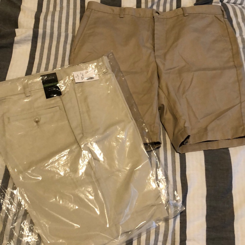 2 pairs of Jos A Bank khaki shorts  size 36.
